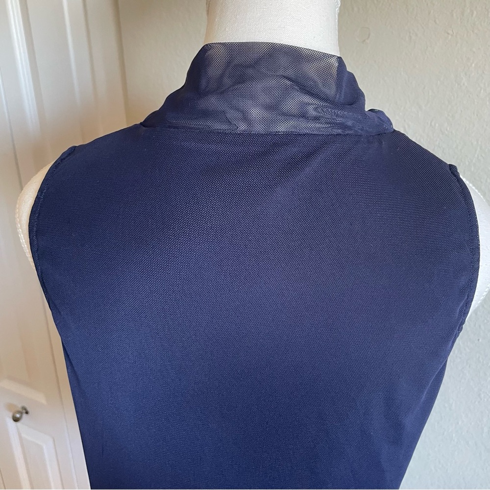 Halogen Mesh Sleeveless Top Women’s S Navy Blue Cowl Neck Layered Career Office - Picture 7 of 11